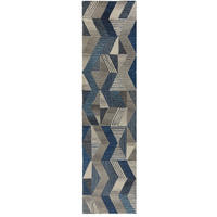 WOLLTEPPICH Zickzack Muster, Geometrisch, Wohnzimmer schmutzabweisend Blau Läufer 60x230 - Blau, Textil (60/230cm) - KADIMA DESIGN