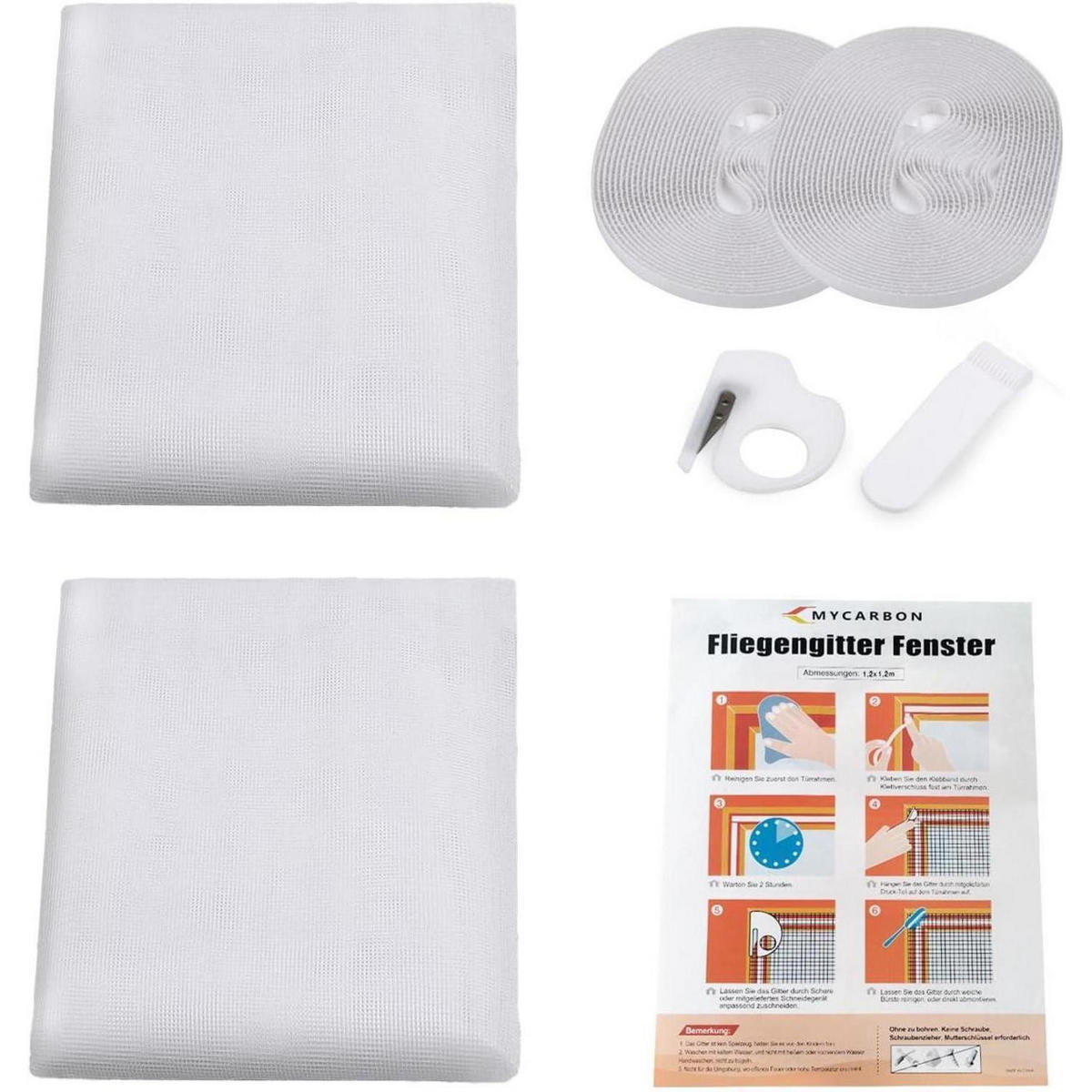 FLIEGENGITTER Fenster 150 x 180 cm 2-teiliges Set Weiß - Weiß, Kunststoff (22/30/5cm)