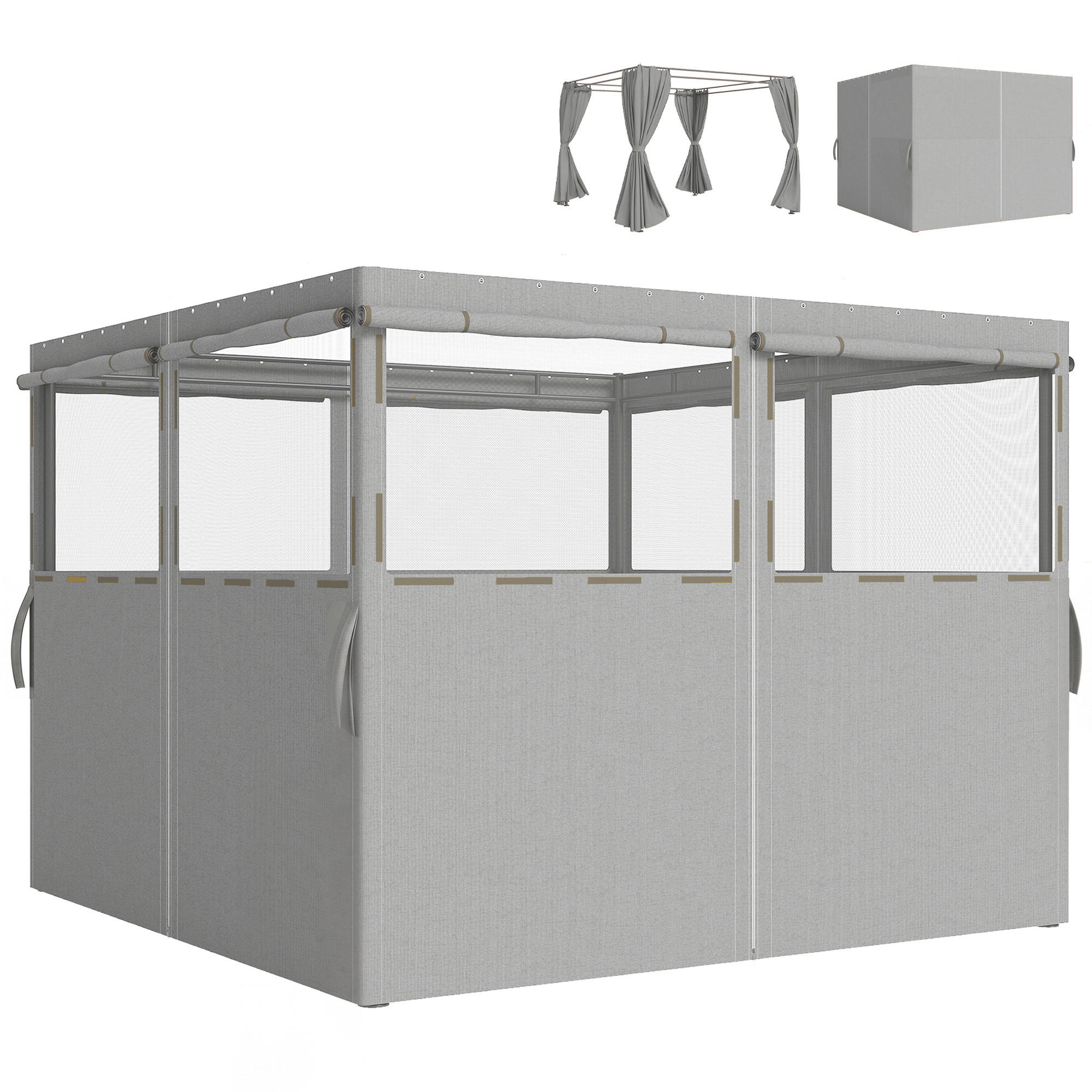 PAVILLON-SEITENWAND, 8 UV-Schutzfenster, hellgrau - Grau, Textil (34/18.5/43.5cm) - Vallsero