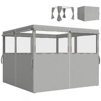 PAVILLON-SEITENWAND, 8 UV-Schutzfenster, hellgrau - Grau, Textil (34/18.5/43.5cm) - Vallsero