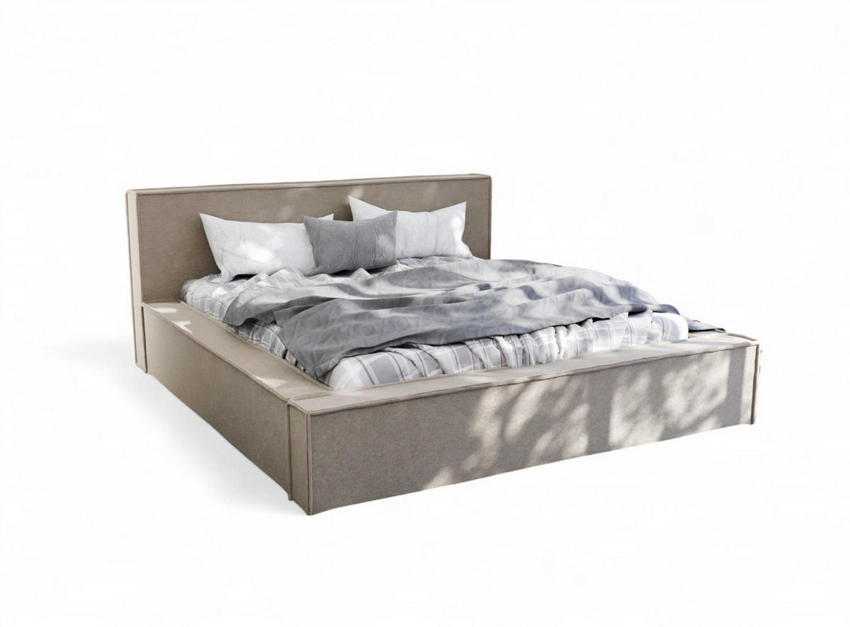 POLSTERBETT Aldana In Freya - Hellbraun, Holzwerkstoff/Textil (200/200cm) - Fun Möbel