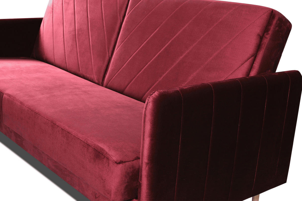 SCHLAFSOFA Vesto Rot Velours - Bettkasten - 207x93 cm - Rot, Holz/Holzwerkstoff (207/93/93cm) - Ravio