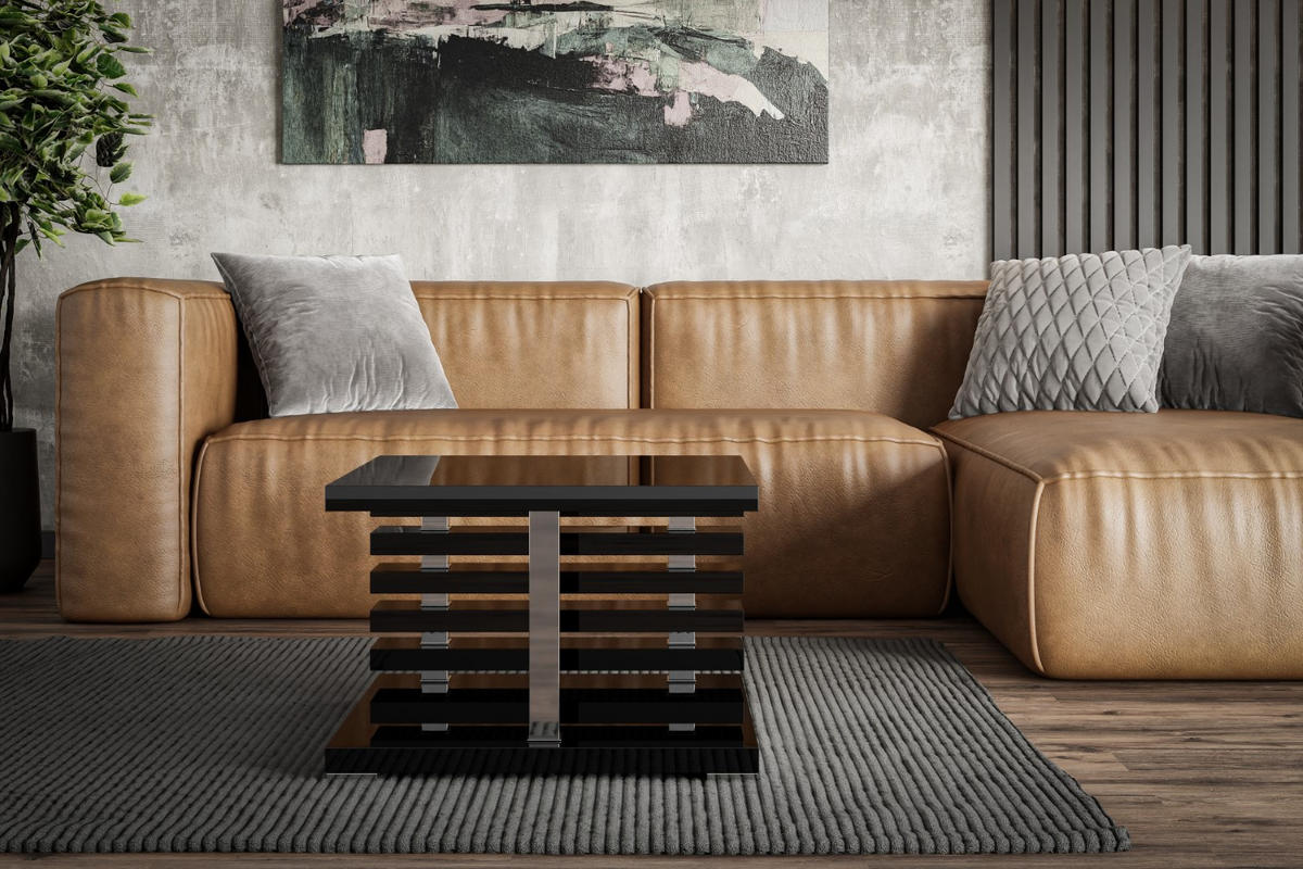 KAFFEETISCH 60x60x44 cm - Hochglanz Schwarz - YOTO +2 - Schwarz Hochglanz, Holzwerkstoff (60/60/44cm) - ALTDECOR
