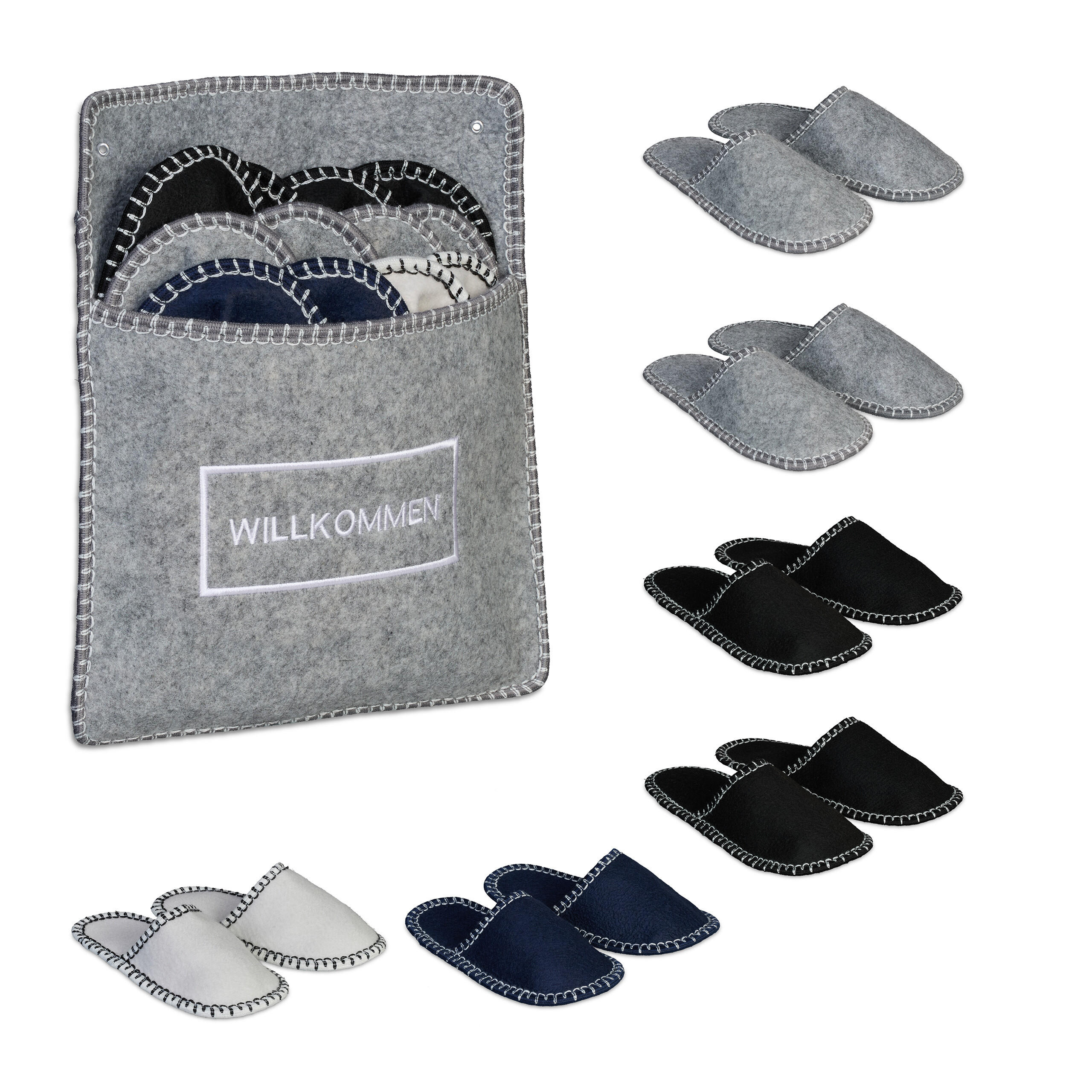 6XPANTOFLE pro hosty - různobarevná, textil (31/10cm) - Relaxdays