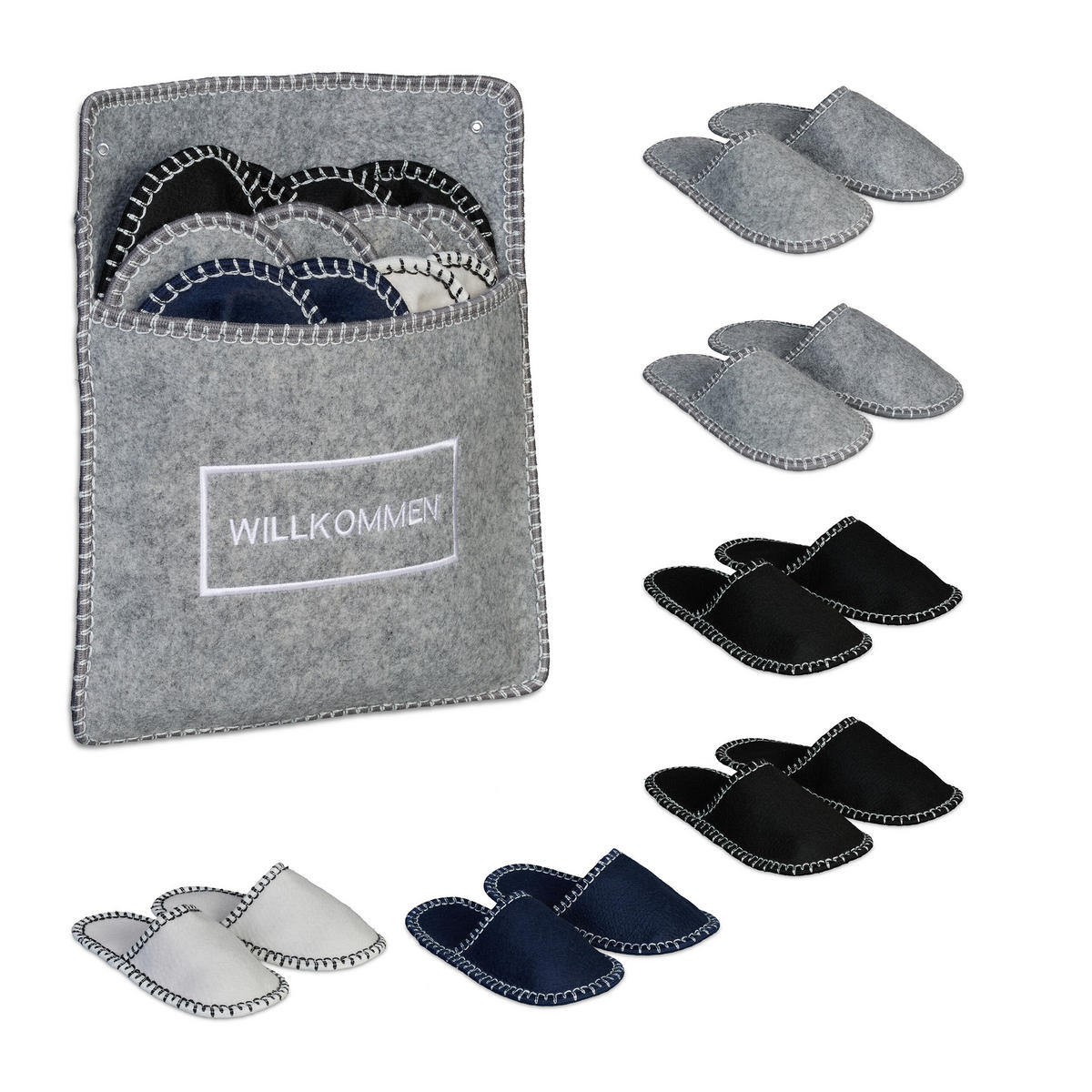 6XPAPUČE pre hostí - viacfarebná, textil (31/10cm) - Relaxdays