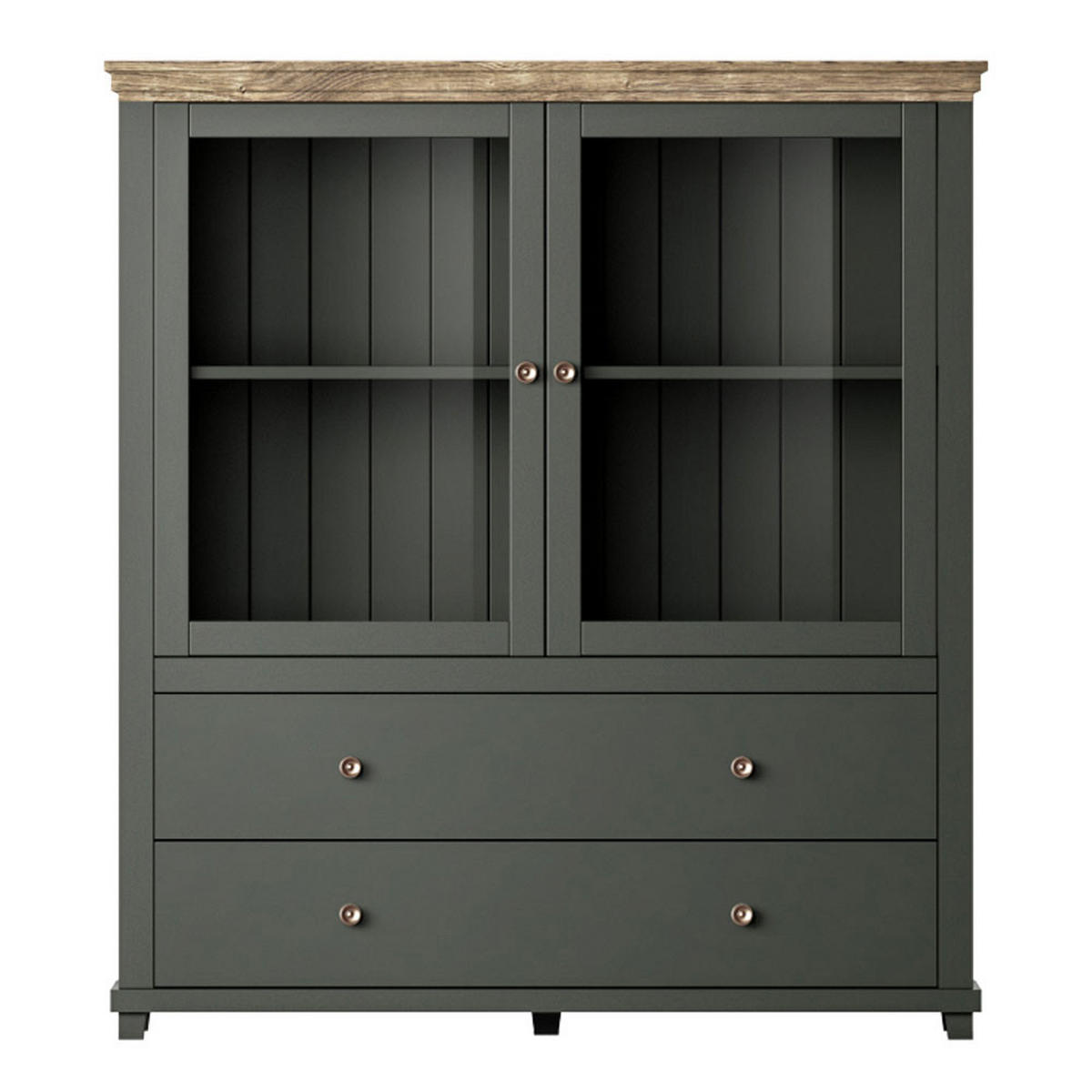 HIGHBOARD Elda Grün / Eiche Lefkas 126 / 42 / 138 cm - Grün, Holz/Holzwerkstoff (126/138/42cm) - Feldmann-Wohnen