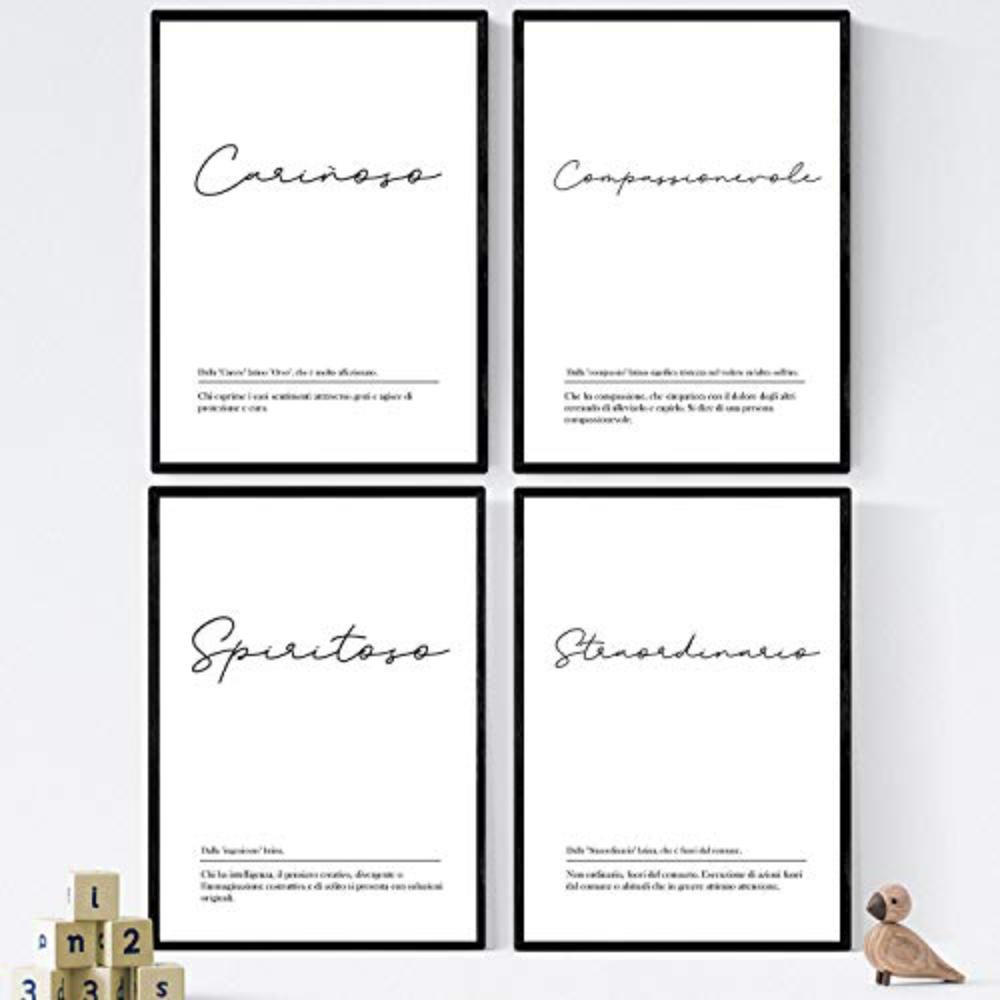 POSTER Set mit 4 Englisch Coppie in maschile Wortdefinitionen A3 Rahmenlos - Klar, Papier (29.7/3cm) - Nacnic