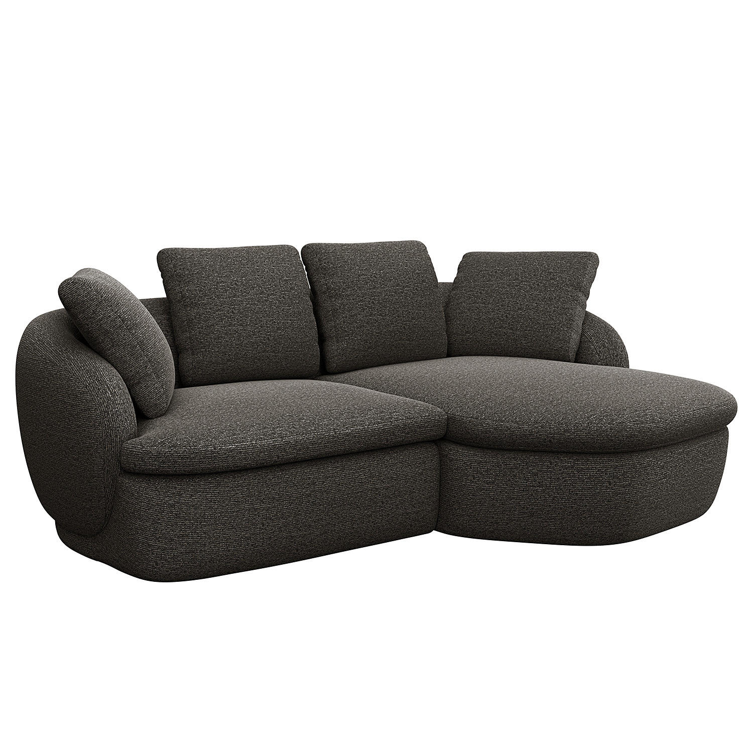ECKSOFA mit Longchair - Anthrazit/Schwarz, Kunststoff/Textil (217/146cm) - home24