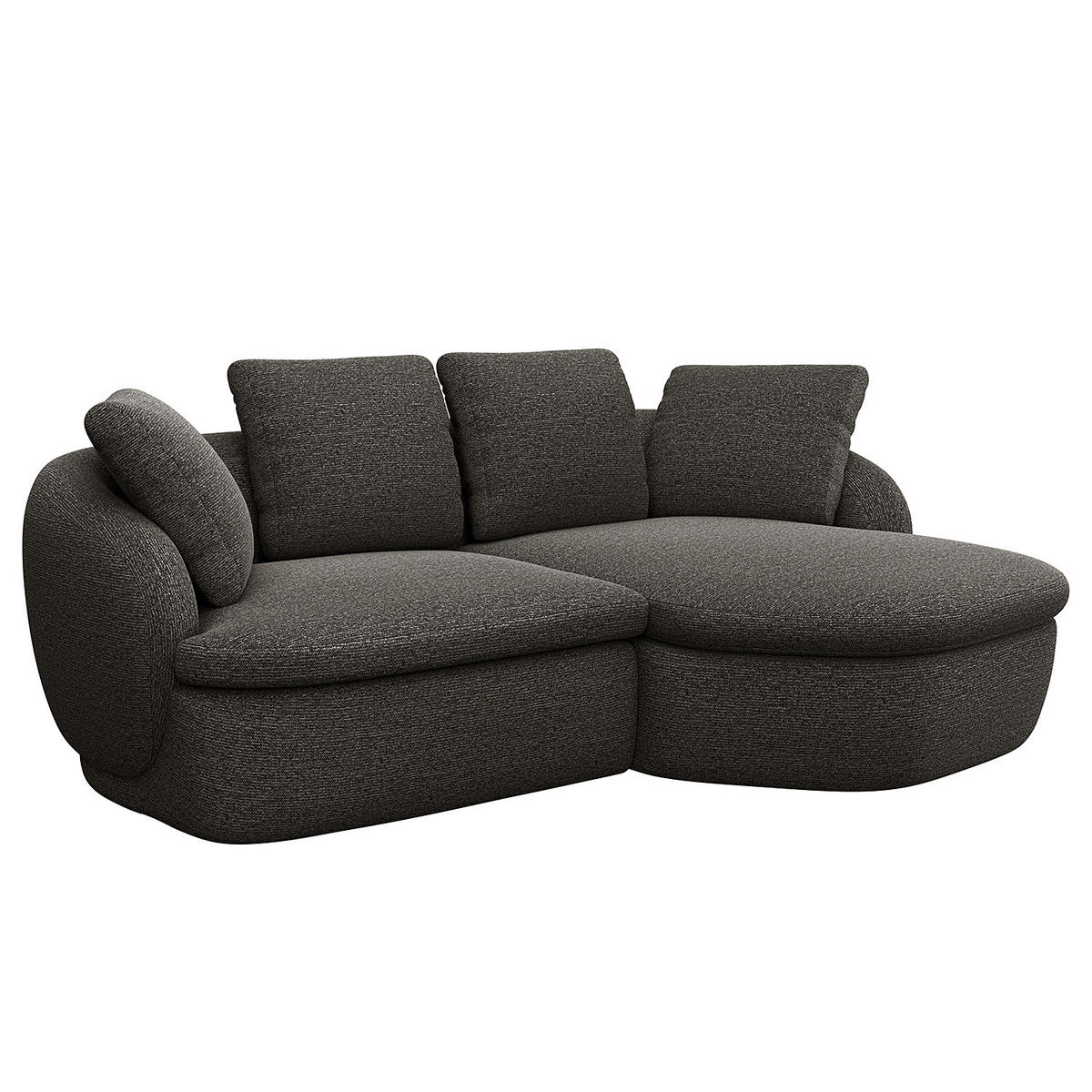 ECKSOFA mit Longchair - Anthrazit/Schwarz, Kunststoff/Textil (217/146cm) - home24
