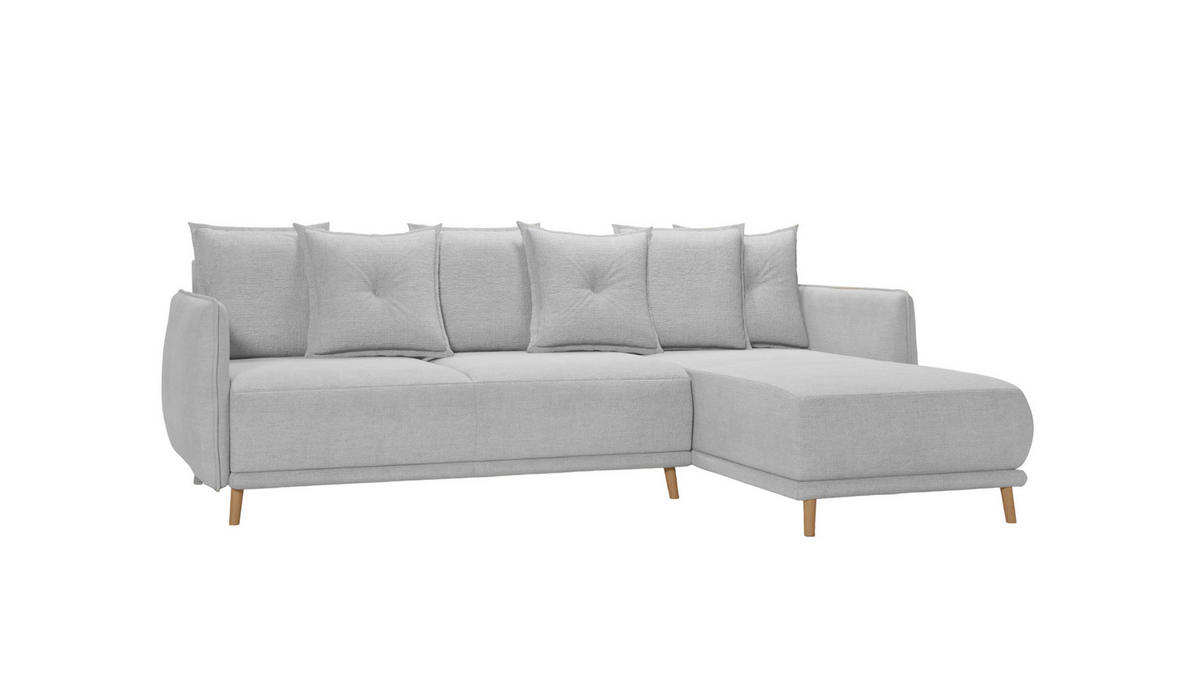 ECKSOFA Chroma Silber Luxusmicrofaser - Silberfarben/Braun, Holz/Textil (238/170cm) - S-Style Möbel