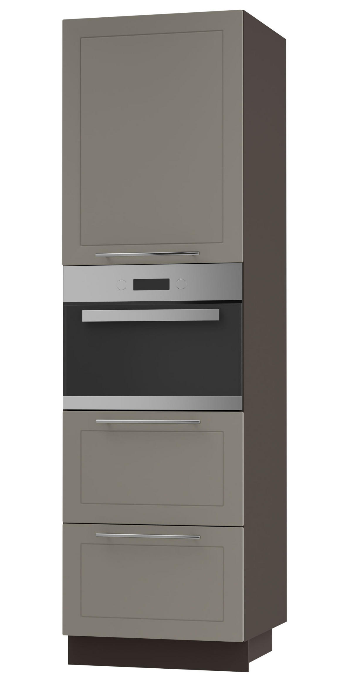 BACKOFENHOCHSCHRANK Kvantum D14/RU/2M/356 Beige Matt / Lava Matt 60 / 59 / 207cm - Dunkelgrau/Beige, Holz/Holzwerkstoff (60/207/59cm) - Feldmann-Wohnen