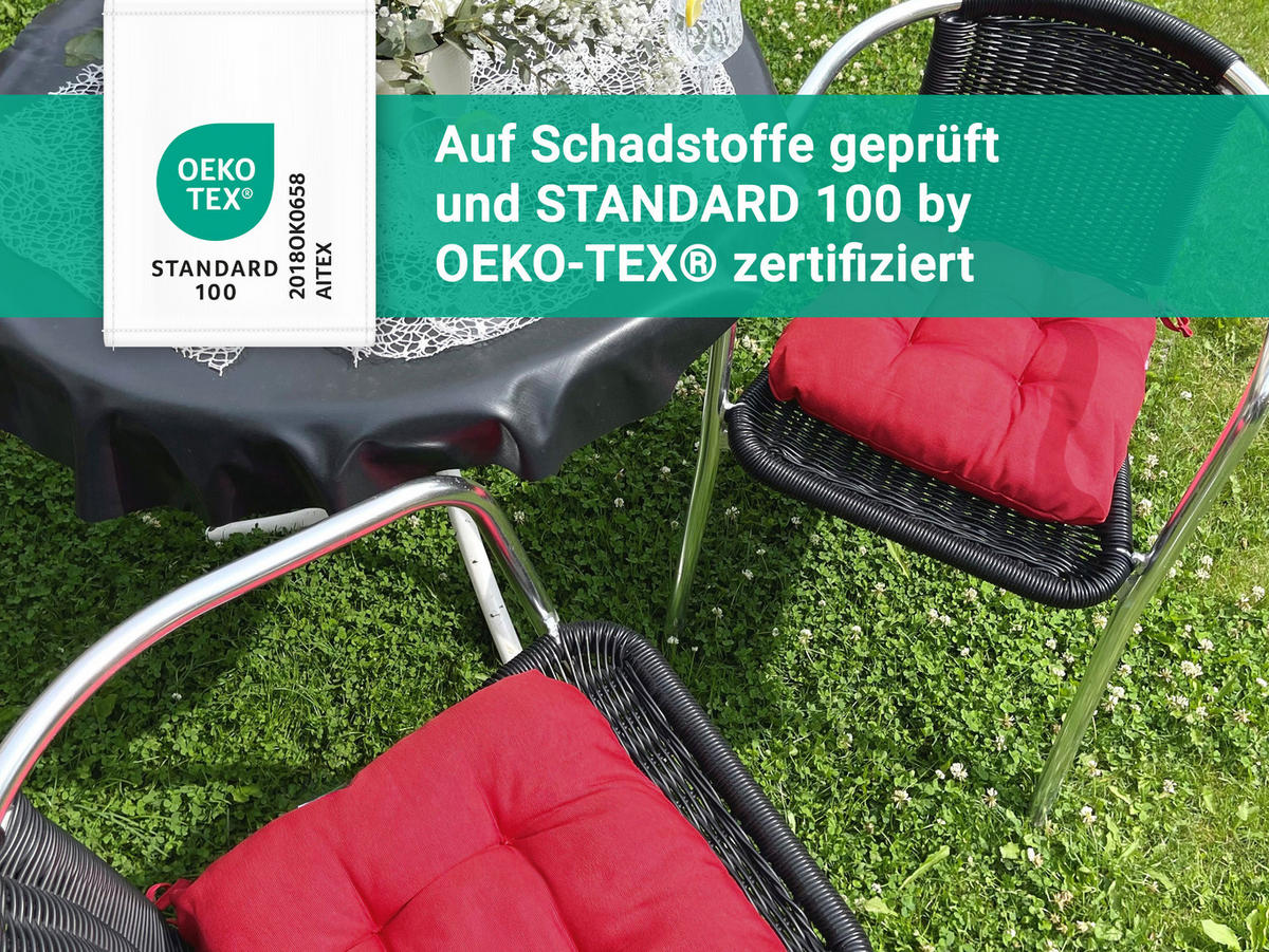 STUHLKISSEN, 4er-Set, 38x38 cm, 55% Baumwolle, 45% Polyester, Rot - Rot, Textil (38/38/6cm) - Zollner