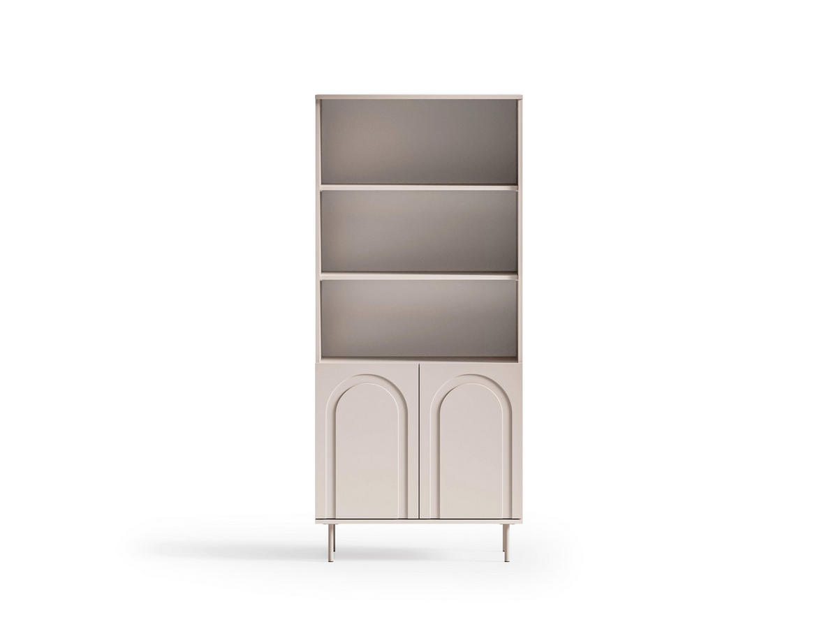BÜCHERREGAL – ORVELLA 02 – Modernes mit Push-to-Open und offenem Stauraum - Kaschmir, Holzwerkstoff (80/180/40cm) - hi-markt