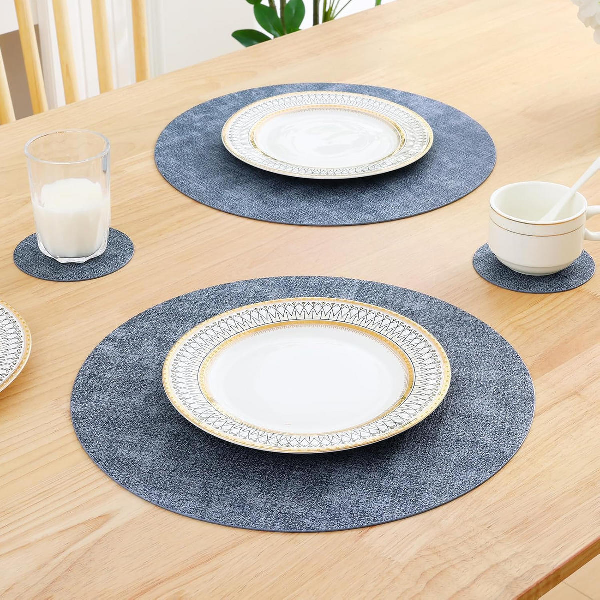 PLATZSETS (10-teiliges Set) – 33 cm – Blau - Blau, Leder (33/33cm)