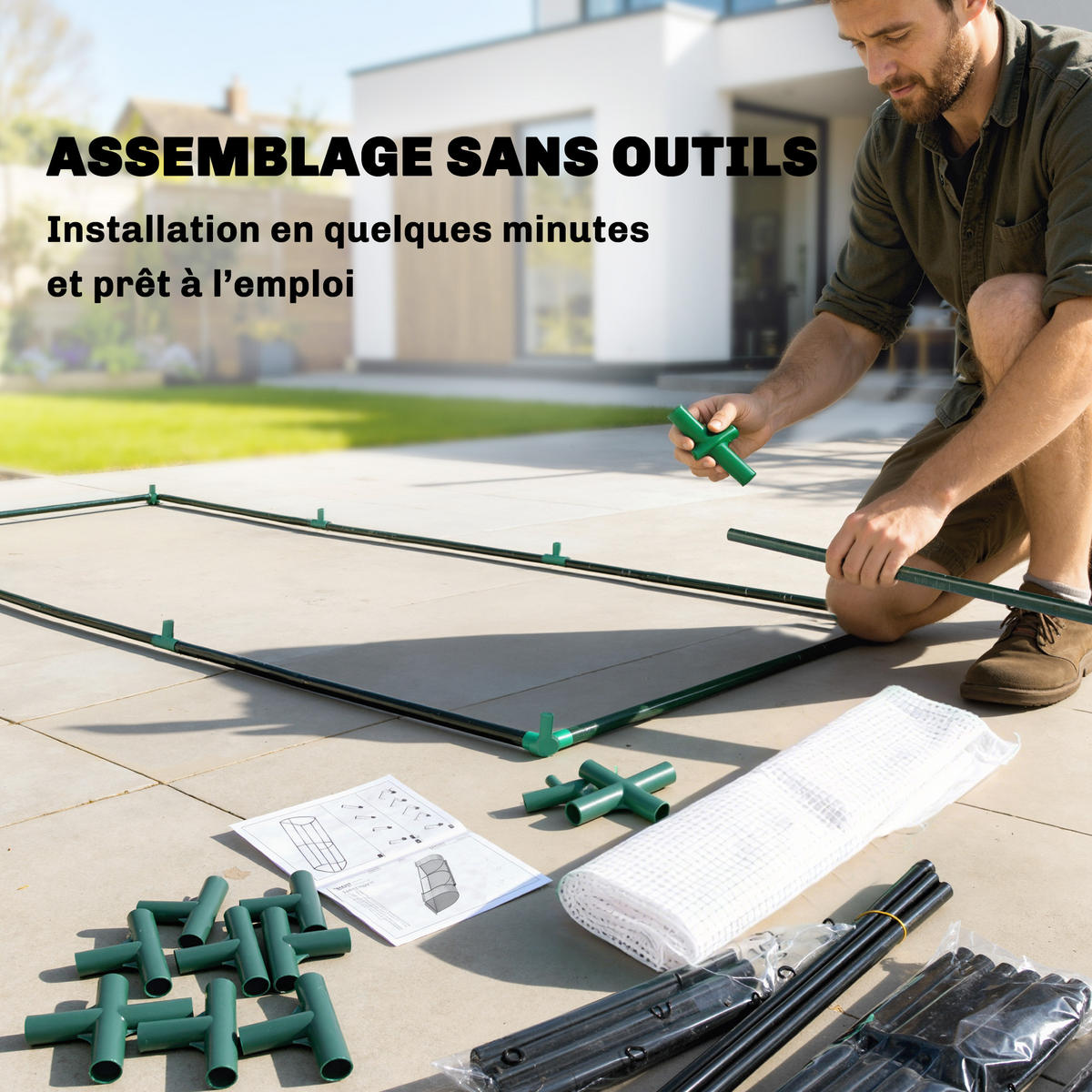GEWÄCHSHAUS DE-12083 mit Reißverschlusstür Weiß - Weiß, Kunststoff (100/80/200cm) - ComfortXL