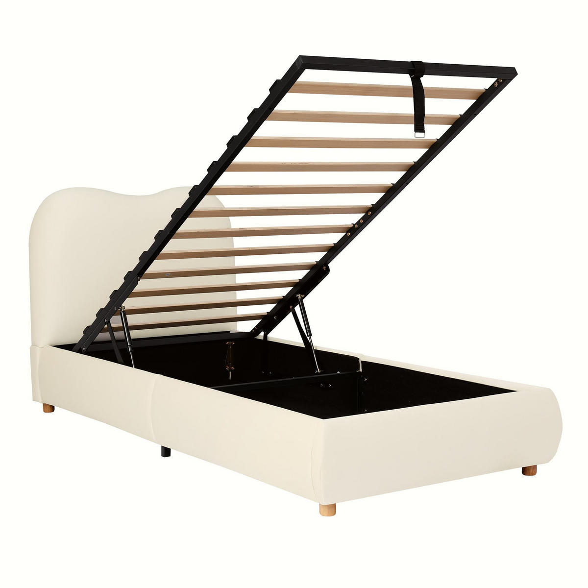 STAURAUMBETT 90/200 cm DE-32771 mit Hydraulik und Kopfteil Beige - Beige, Metall (90/200cm) - ComfortXL