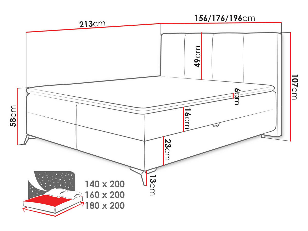 BOXBETT Eco - Dunkelgrau/Schwarz, Holz/Holzwerkstoff (180/200cm) - MIRJAN24