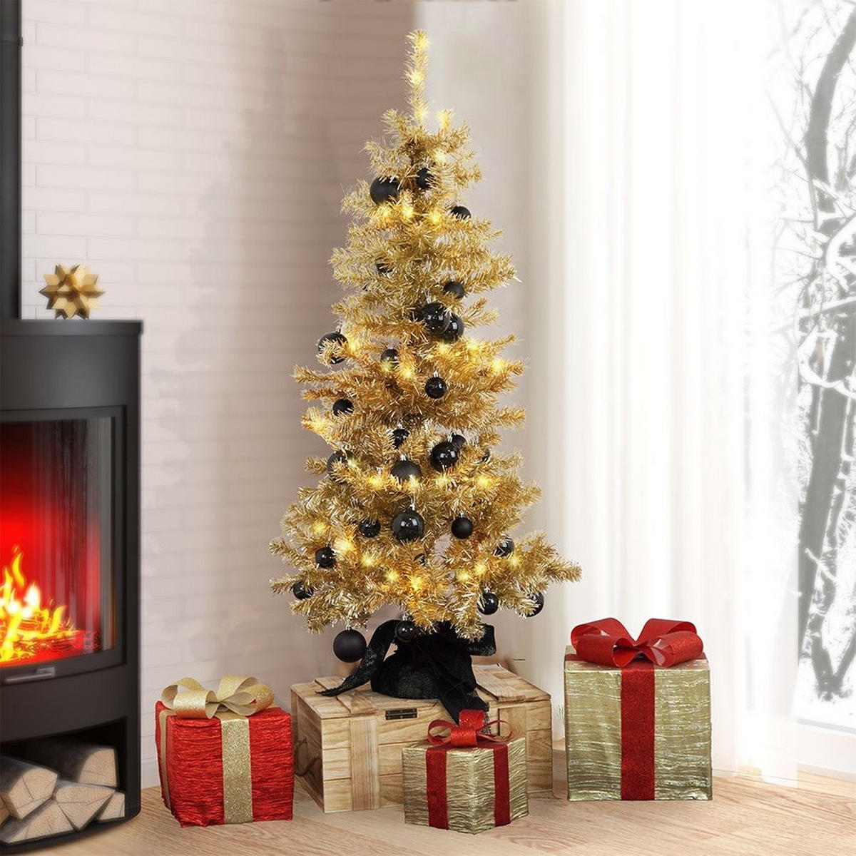 KÜNSTLICHER WEIHNACHTSBAUM glamour 120 cm Goldfarben - Goldfarben, Kunststoff (120cm) - Home Styling Collection