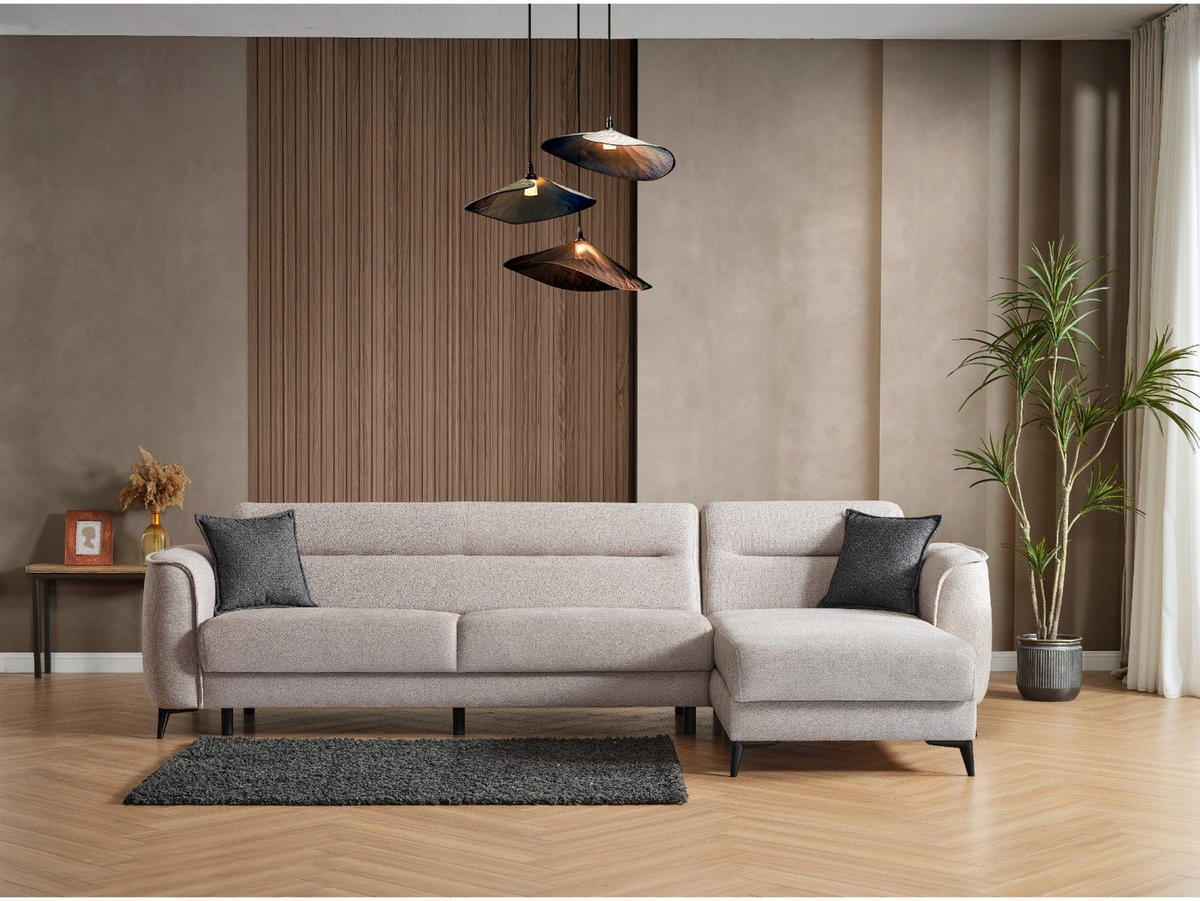 ECKSCHLAFSOFA Acapulco uzun Relax - Langer Schenkel Links - Greige, Holzwerkstoff/Kunststoff (310/180cm)
