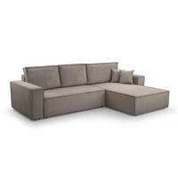 ECKSOFA L Form Cedria Beige 287/145/85 cm mit Schlaffunktion - Beige/Schwarz, Kunststoff/Textil (287/145cm) - AX Living