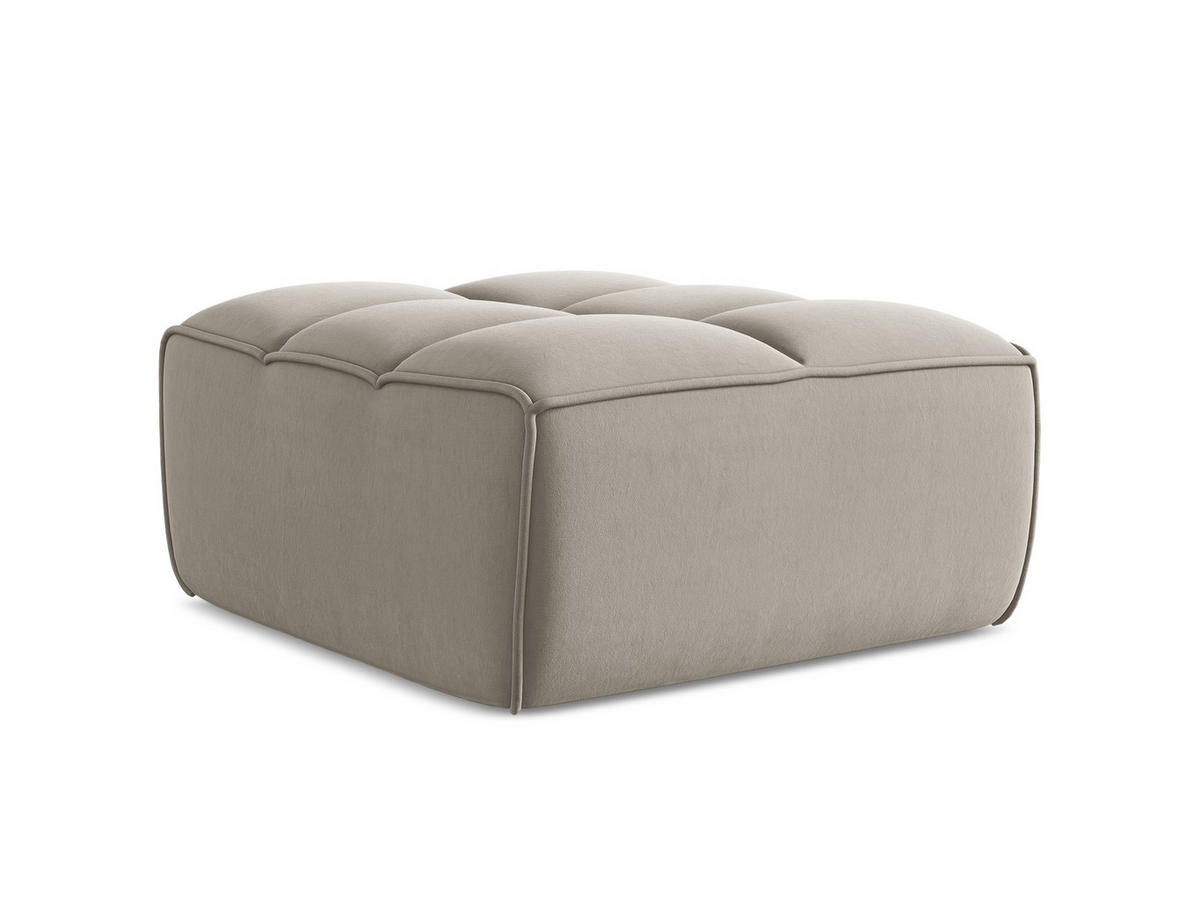 POUF Samt Stoff Grau - Taupe/Schwarz, Kunststoff/Textil (80/43/93cm) - Makamii
