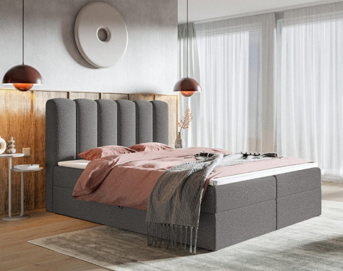 BETT Grafit FOX 10 Kontinentalbett Stoff Bouclé 160x200 cm - Graphitfarben, Textil (160/200cm) - Sepro Meble