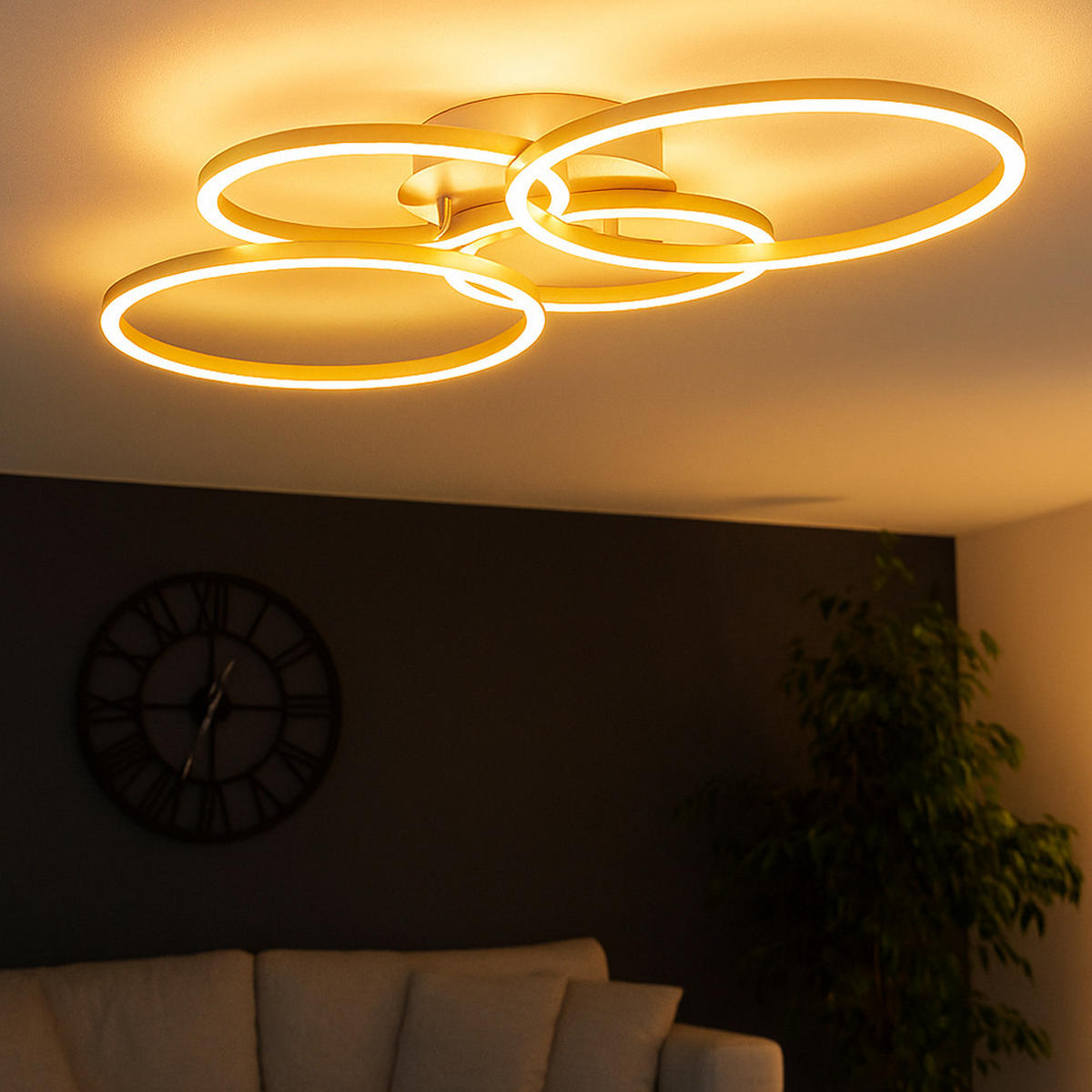 LED DECKENLEUCHTE Metall Silber - Silberfarben, Metall (65.5/40.6/7.5cm) - Globo Lighting