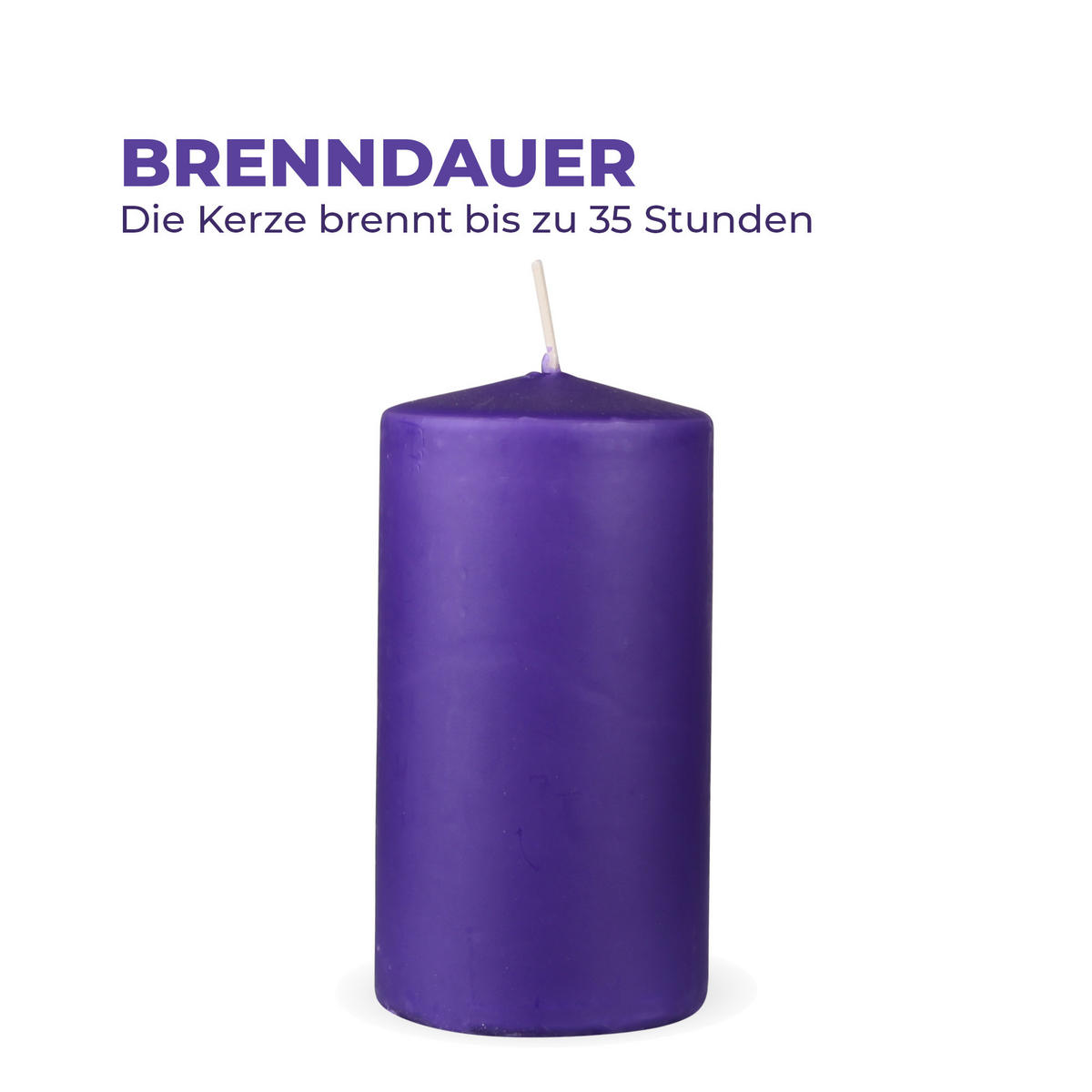 STUMPENKERZEN "Lila", Größe Ø7cm x Höhe: 12 cm - Lila, Naturmaterialien (7/12cm) - HS Candle