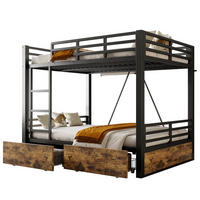 ETAGENBETT 140x200cm Metall Schubladen Sicherheitsleiter Schwarz - Schwarz, Metall (140/200cm) - FLIEKS