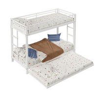 ETAGENBETT 90/200 cm in Weiß aus Metall mit Ausziehbett und hohem Sicherheitsgeländer - Weiß, Metall (90/200cm) - OKMYHOME