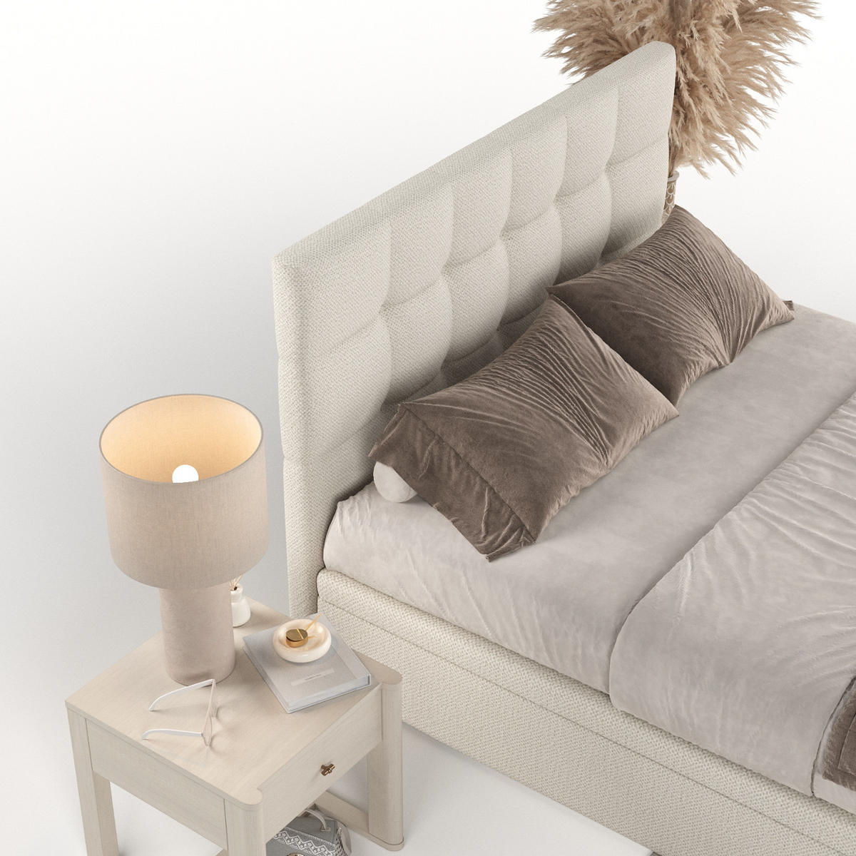 POLSTERBETT Guam mit Stauraum 140/200 cm Hellbeige im Alta Stoff - Sandfarben/Schwarz, Holz/Holzwerkstoff (140/200cm) - AltaBeds