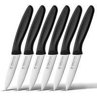 OBSTMESSER 6-teiliges Set Edelstahl Schwarz - Silberfarben, Metall (19cm)