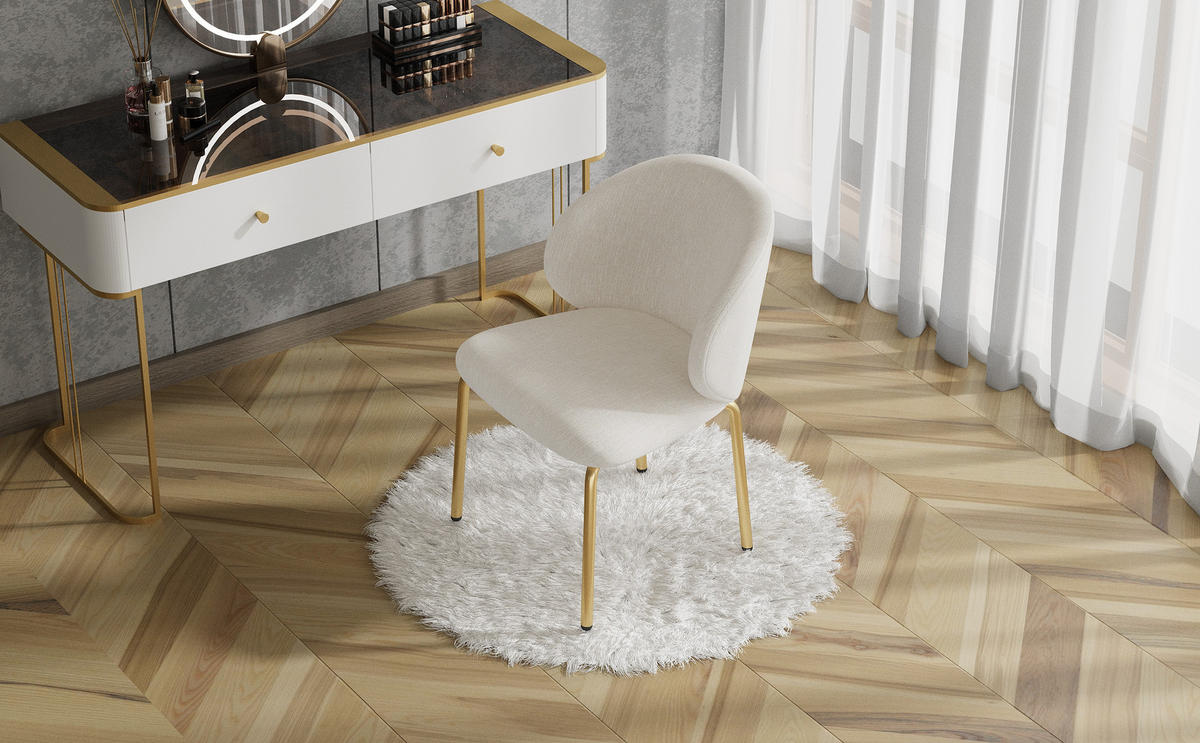 ESSZIMMERSTUHL Chenille mit gepolsterter Sitzfläche 47,5/56/74 cm beige - Beige, Textil (47.5/74/56cm) - Redom