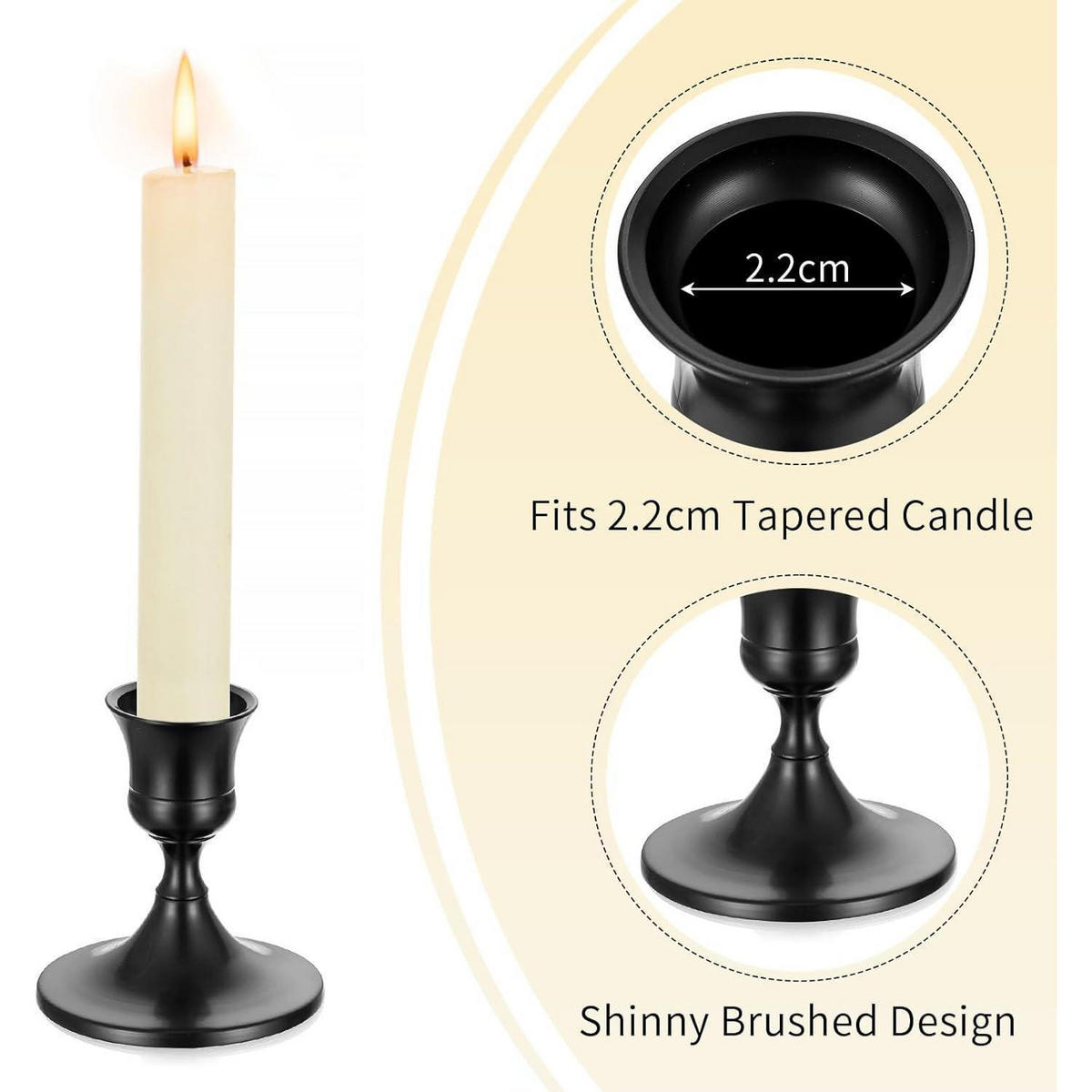 KERZENSTÄNDER 4er Set Schwarz Metall 7,5 cm - Schwarz, Metall (5/5/10cm)