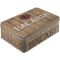 VORRATSDOSE flach Bacardi Wood Barrel Logo - Multicolor, Metall (23/7/16cm) - Nostalgic-Art