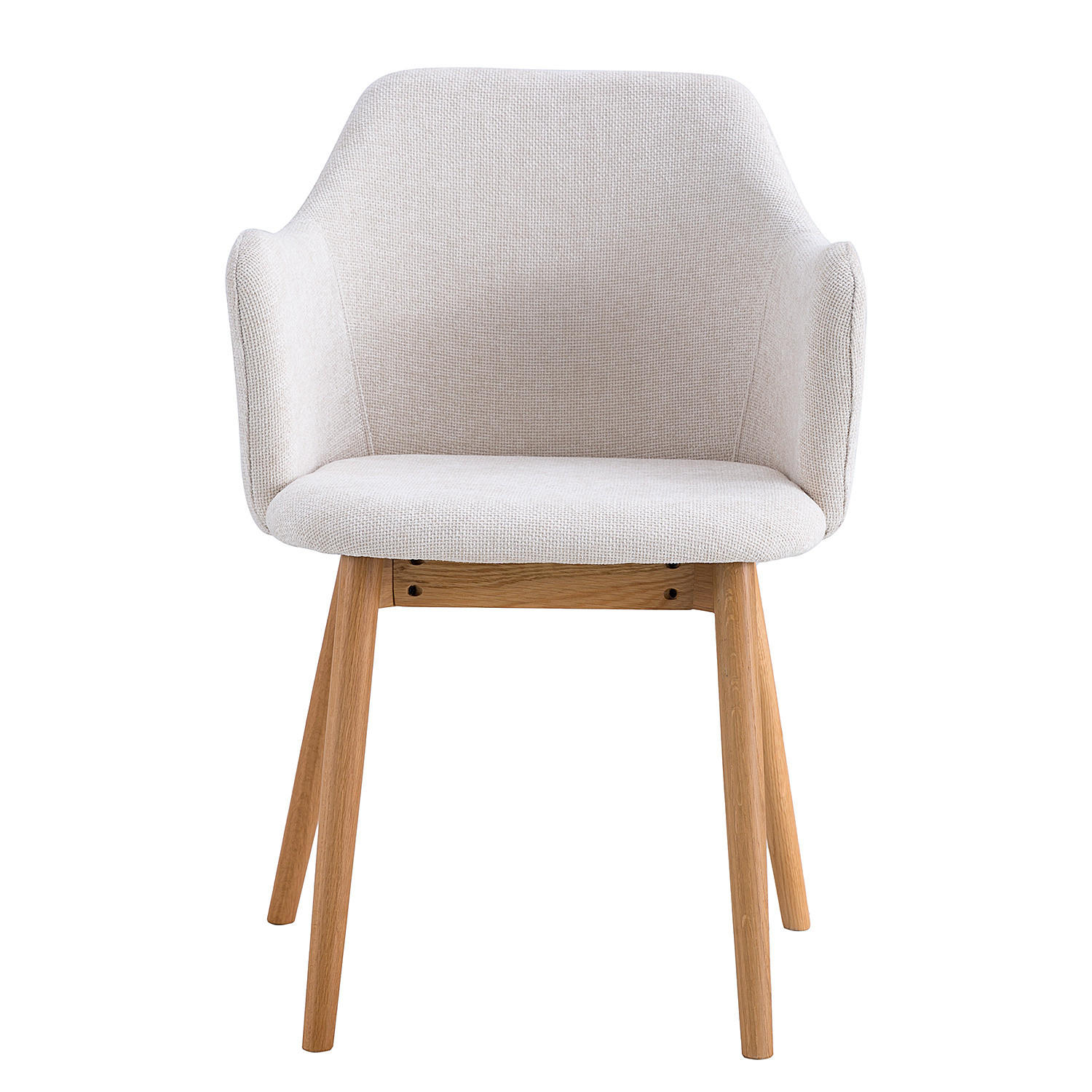 ARMLEHNENSTUHL - Strukturstoff, 2er-Set - Eichefarben/Beige, Textil (55/85/60cm) - home24