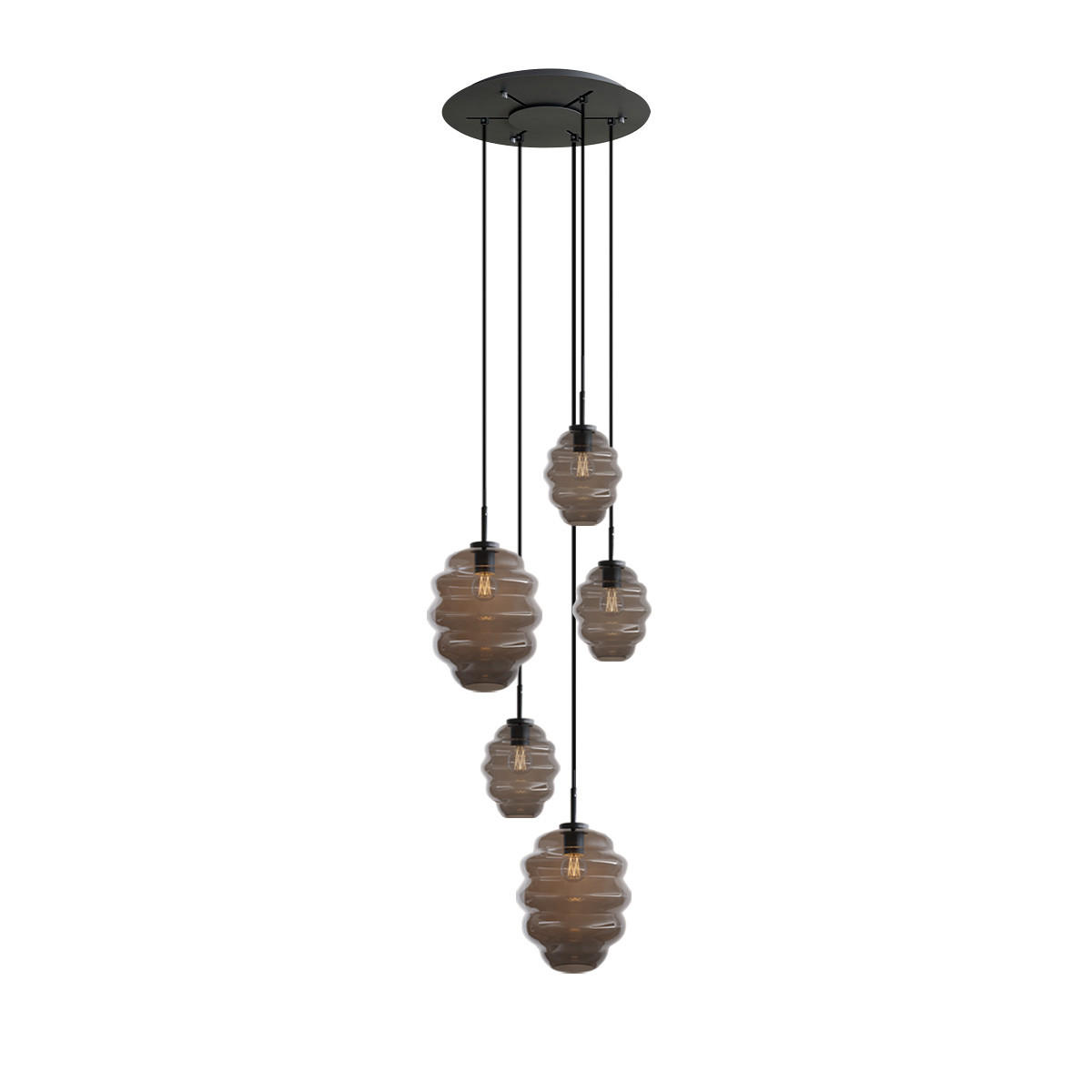 GALERIELEUCHTE Echos 5-flammig Rauch Ø 18/25cm - Anthrazit/Schwarz, Glas (18/18/20cm) - s.luce