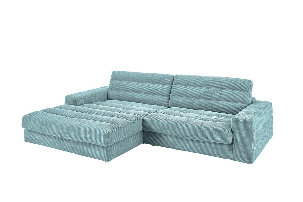 ECKSOFA LANA SOFA Hellblau Cord - Schwarz/Hellblau, Textil (296/205cm) - KAWOLA