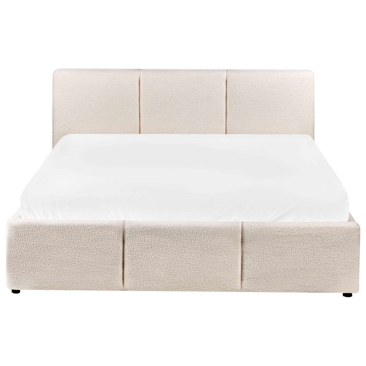 BETT mit Stauraum 140/200 cm Bouclé Cremeweiß Bousse - Creme, Textil (140/200cm) - Beliani