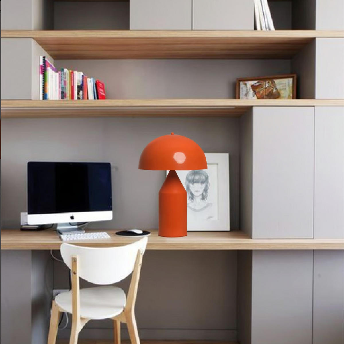 TISCHLEUCHTE Pilzlampen 50/30 - Orange, Metall (30/50cm) - Bamyum