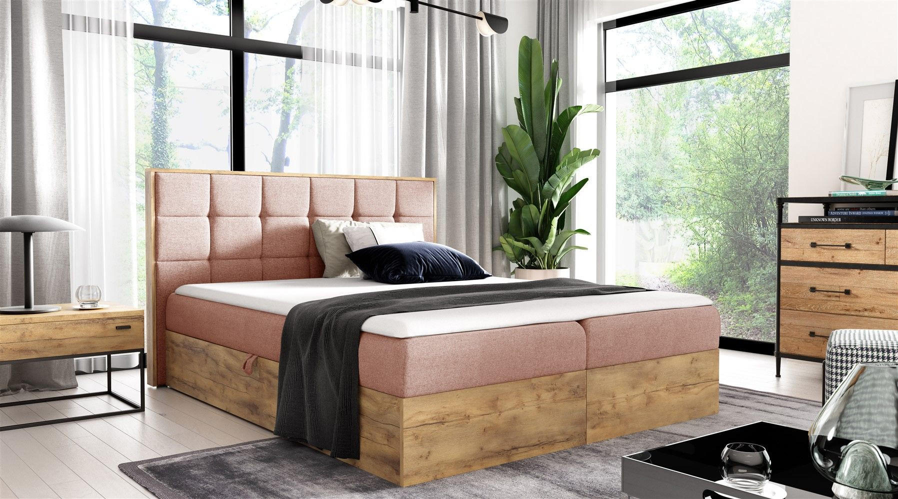 BOXBETT Kalypso überlänge Faro - Rosa, Holzwerkstoff/Textil (200/220cm) - Fun Möbel