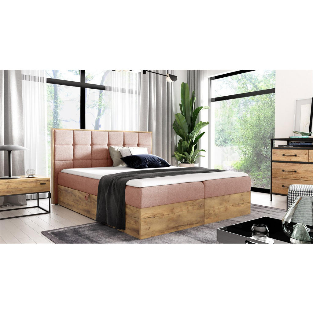 Thumbnail - Fun Möbel Boxbett, Rosa, Textil, 200x220 cm, Schlafzimmer, Betten, Boxspringbetten