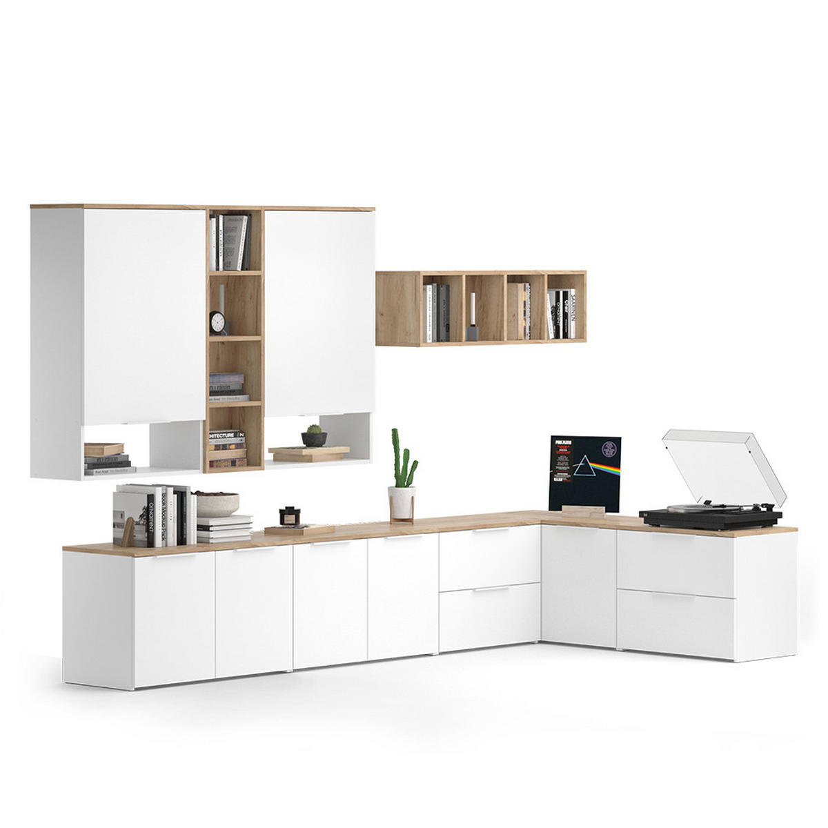 ŽIVÁ STĚNA Wido Bílá/Sonoma - bílá/Sonoma dub, kompozitní dřevo (80/50/40cm) - Vicco