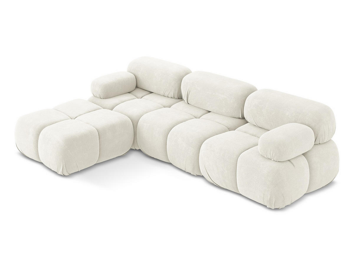 ECKSOFA Beidseitig Chenille Stoff Weiß - Pink/Schwarz, Kunststoff/Textil (285/191cm) - Makamii