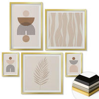 WANDBILDER 5er Set - 50x50 cm & 20x30 cm & 40x60 cm Goldrahmen - Abstrakte Formen braun beige - Goldfarben, Kunststoff (40/60cm) - ArtPrintCave