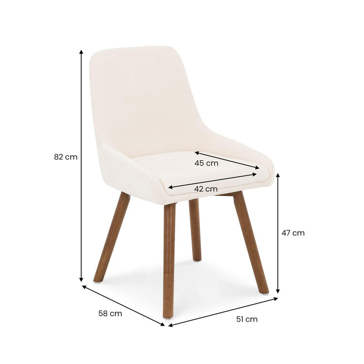 ESSZIMMERSTÜHLE PIPPA 2er-Set cremeweiß - Creme, Textil (82/42/58cm) - IDIMEX