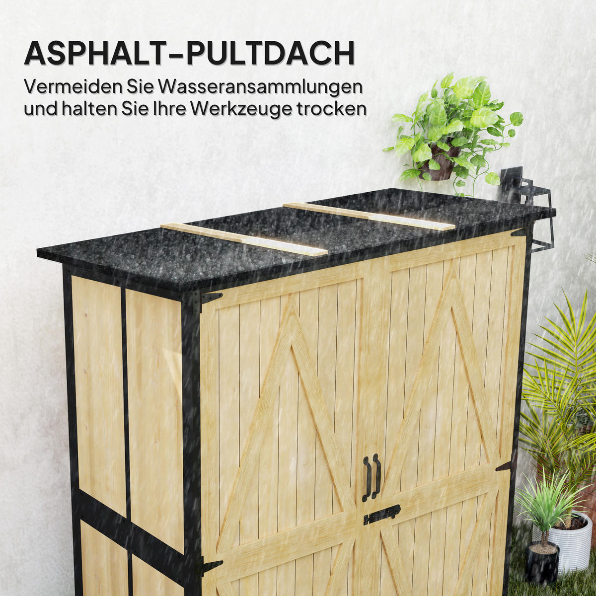GARTENSCHRANK DE-09217 Naturholz - Naturfarben, Holz (74/173/140cm) - ComfortXL