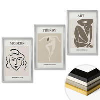 WANDBILDER 3er Set - 40x60 cm Silberner Rahmen - Abstrakte Porträts Farben - Silberfarben, Kunststoff (40/60cm) - ArtPrintCave