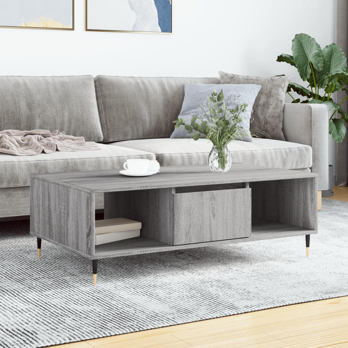 COUCHTISCH Grau Sonoma 104x60x35 cm Holzwerkstoff - Grau, Holzwerkstoff (104/60/35cm) - furnicato