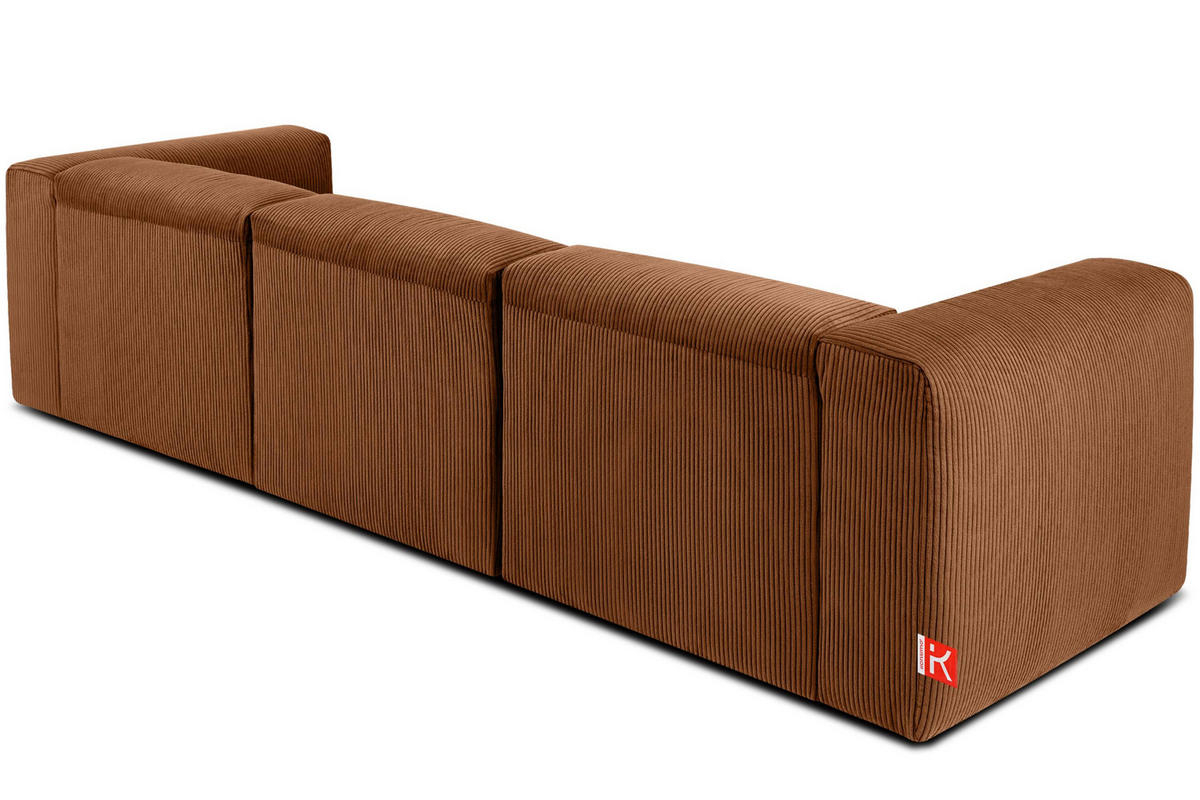 3-SITZER-MODULSOFA BUFFO mit extrem weicher und bequemer Sitzfläche, Kordstoff, ore - Orange, Textil (290/73/96cm) - KONSIMO®